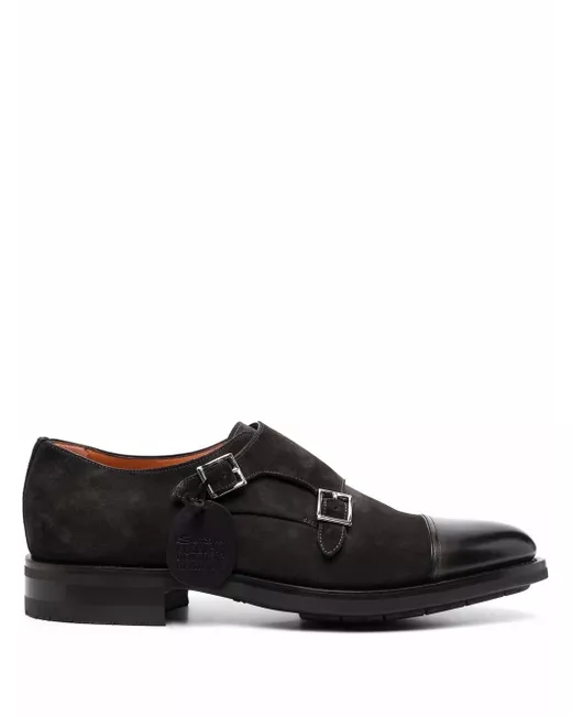 Santoni Men's Black Contrasting Toe-Cap Suede Shoes