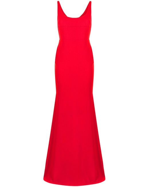Alex Perry plunge-neck fishtail gown - Red