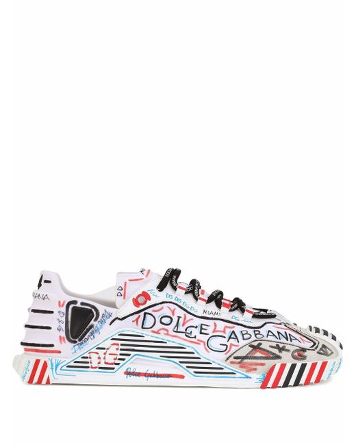 Dolce & Gabbana graffiti logo-print sneakers in White