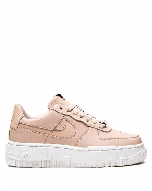 Nike Women's Pink Air Force 1 Pixel Particle Beige Sneakers