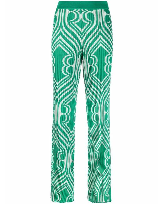 ETRO floral-jacquard cropped trousers - Green