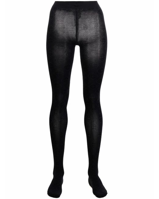 Saint Laurent embellished monogram tights - Black