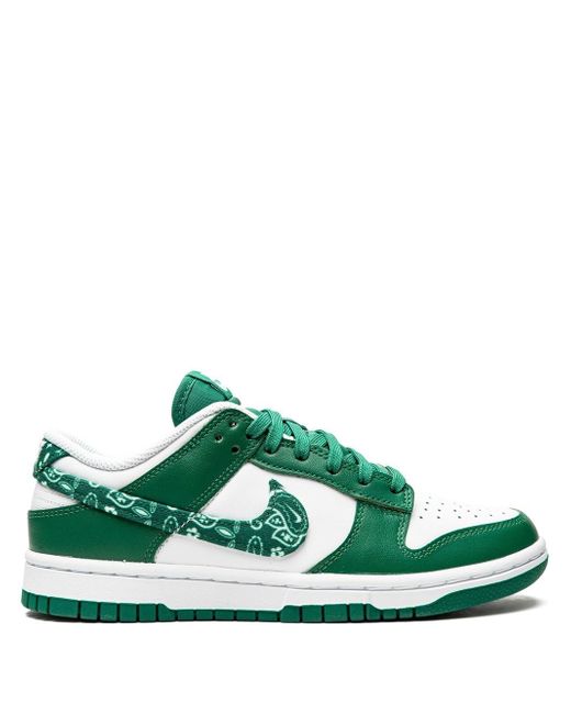 Nike Women's White Dunk Low Essential Paisley Pack Green Sneakers