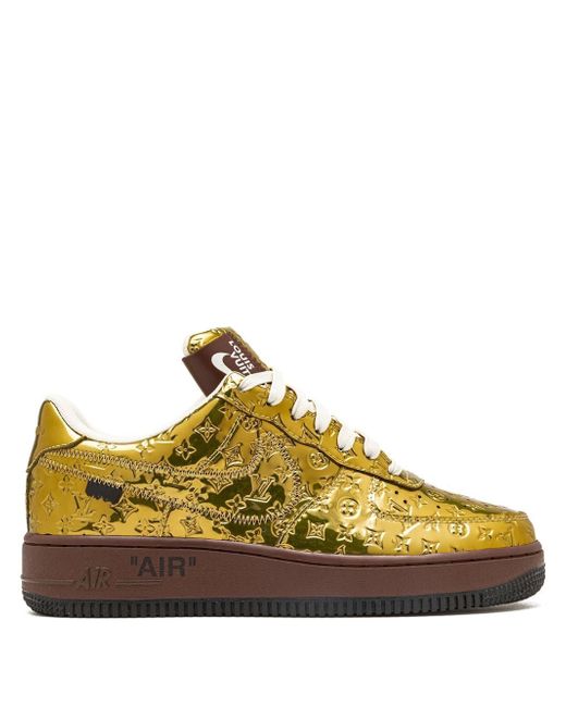 Nike Men's Golden X Louis Vuitton Air Force 1 Low Virgil Abloh Metallic Sneakers