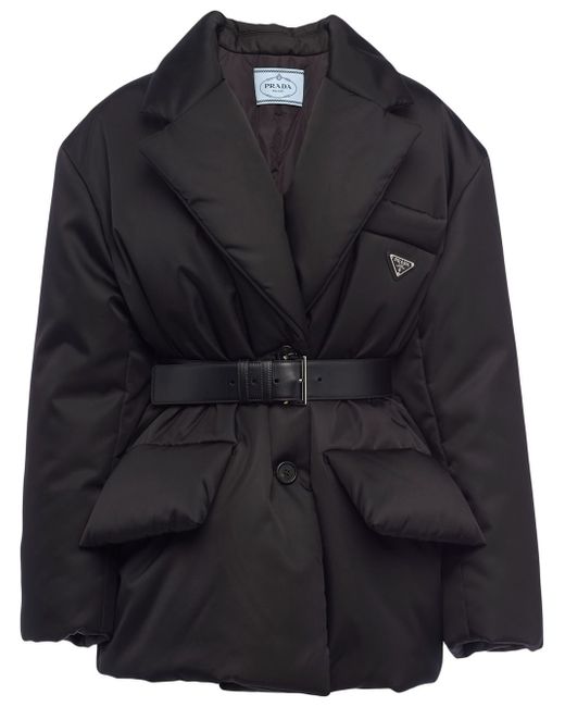 Prada Re-Nylon Down Jacket Da Women Di Colore Nero