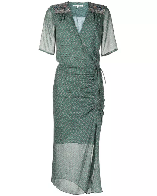 VERONICA BEARD Lucine ruched paisley-print silk-chiffon maxi dress