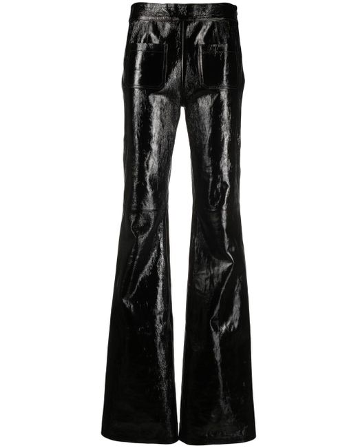Dorothee Schumacher mid-rise faux-leather flared trousers in Black
