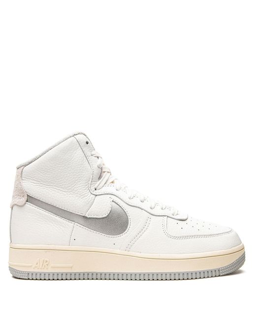 Nike Women's White Air Force 1 High Sculpt Silver Sneakers