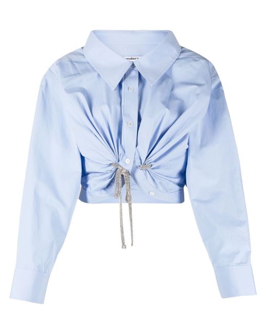 Alexander Wang Cropped Shirt With Drawstrings in White