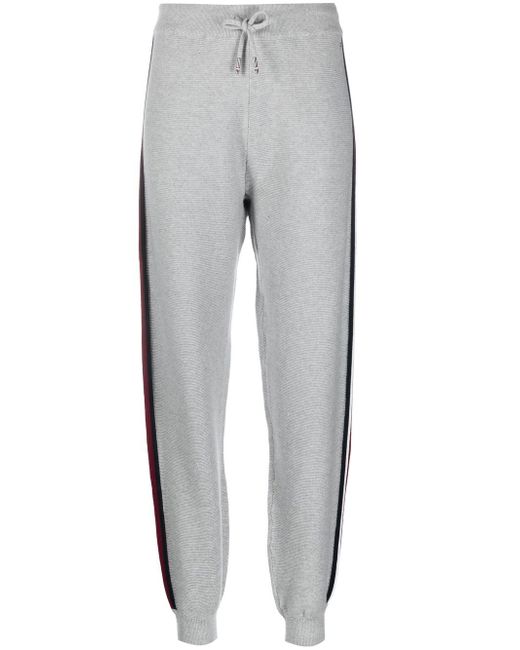 Tommy Hilfiger stripe-detail knitted track pants in Gray