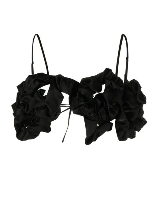 Wolf & Whistle Fuller Bust heart mesh bra with ruffle detail in black