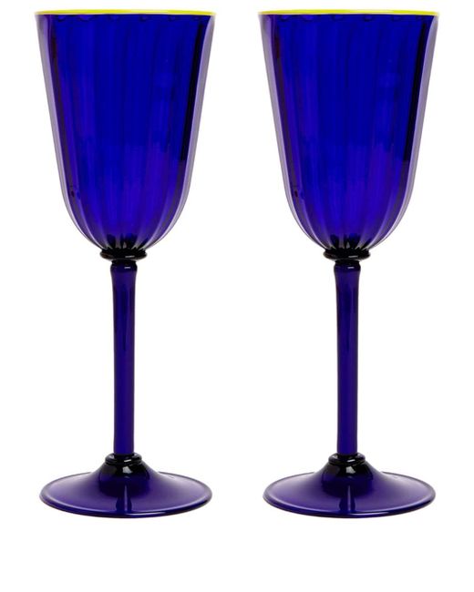 Blue X Salviati set of two wine glasses, La DoubleJ