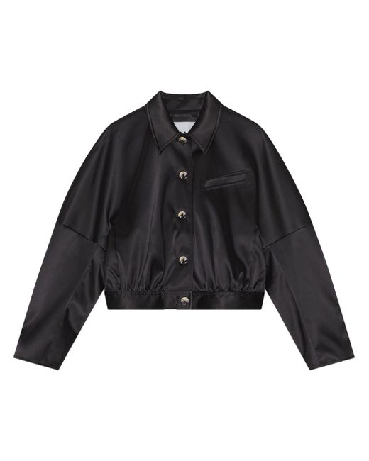 Ganni Women's Black Long-Sleeve Bomber Jacket