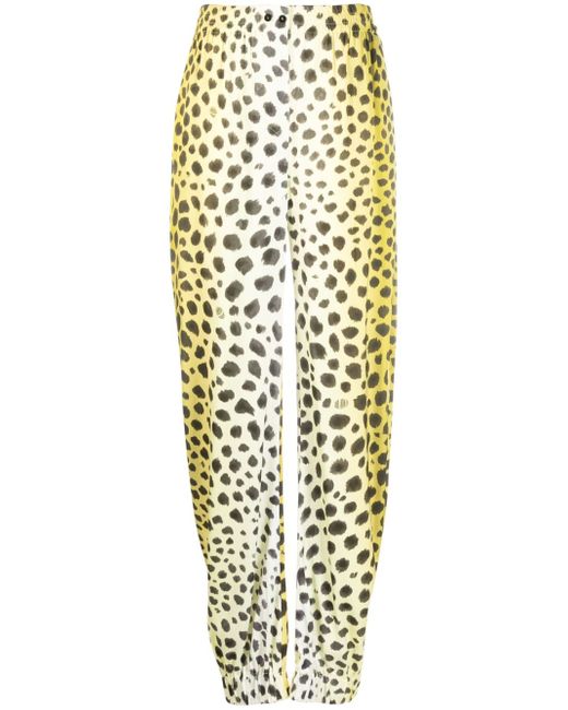 Attico Jagger cheetah-print tapered trousers in Yellow