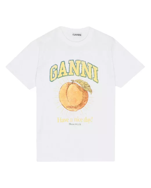 Ganni Women's White Logo-Print T-Shirt
