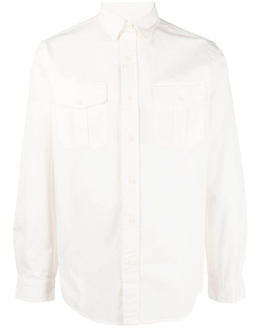 Daniele Alessandrini logo-plaque long-sleeve shirt - White