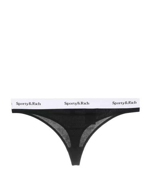 Sporty & Rich Serif Logo Bralette Black