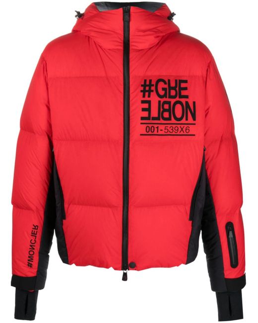 Moncler Grenoble Men's Red Padded Hooded Jacket