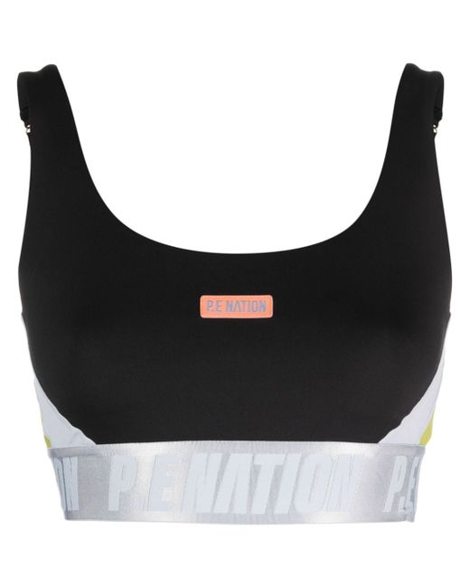 P.E Nation logo-print sports bra in Black