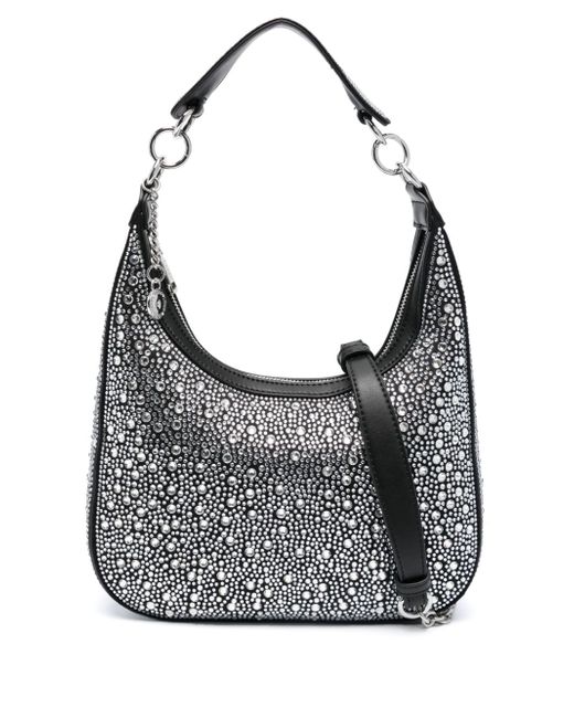 Liu •Jo crystal-embellished zipped shoulder bag in Black