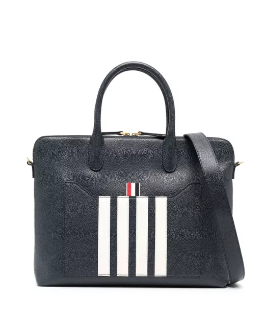 Thom Browne 4-Bar Stripe Pebbled-Leather Briefcase Da Women Di Colore Blu