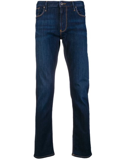 Emporio Armani Men's Blue Straight-Leg Jeans