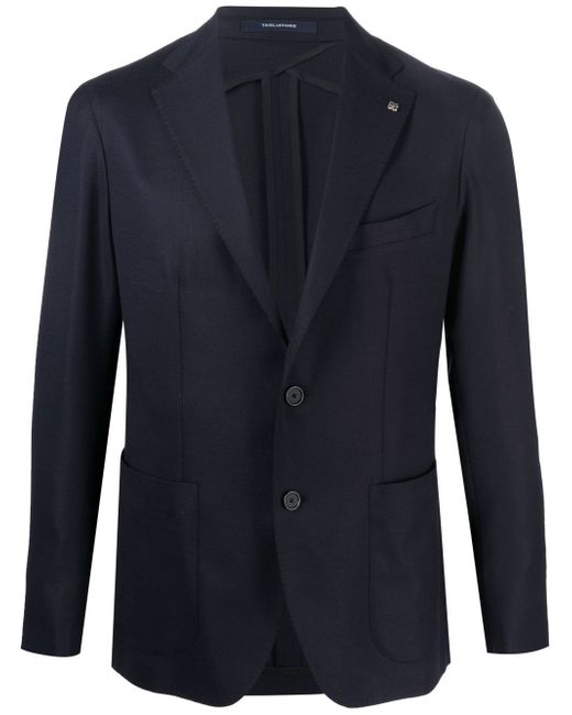 Tagliatore Men's Blue Single-Breasted Stretch-Wool Blazer