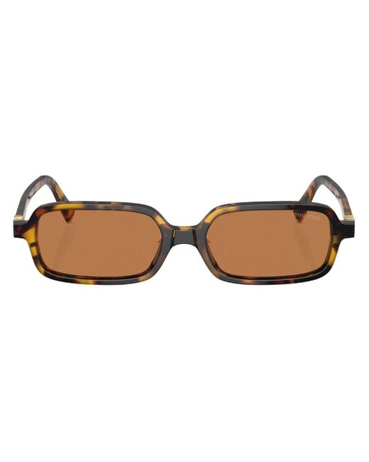 Miu Miu Tortoiseshell-Effect Rectangle-Frame Sunglasses Da Women Di Colore Marrone
