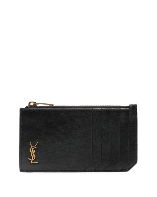 Saint Laurent Tiny Cassandre Card Holder Da Men Di Colore Nero