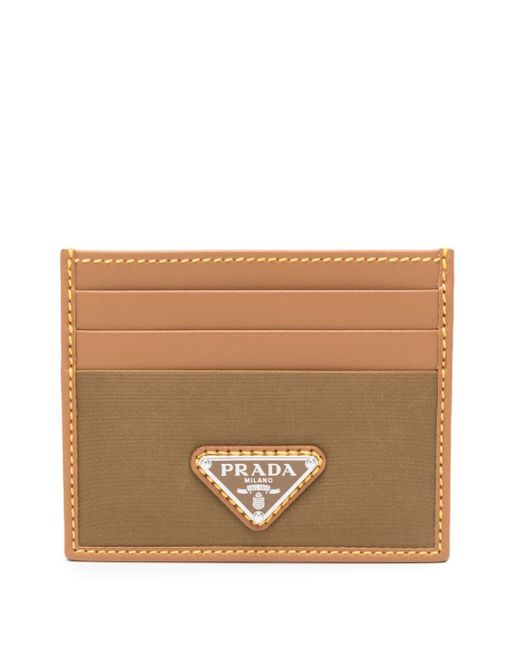 Prada Triangle-Logo Leather Cardholder Da Men Di Colore Marrone