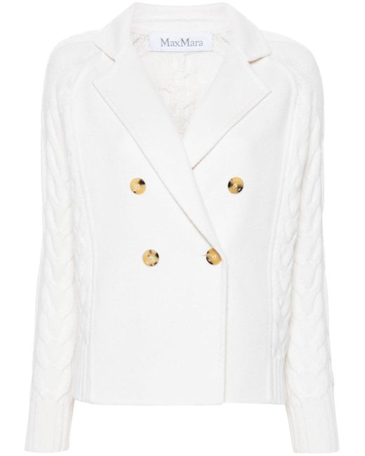 Max Mara Micio Double-Breasted Jacket Da Women Di Colore Bianco