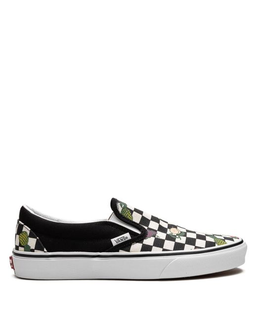 Vans Women's Black Classic Slip On Fruit Checkerboard Sneakers