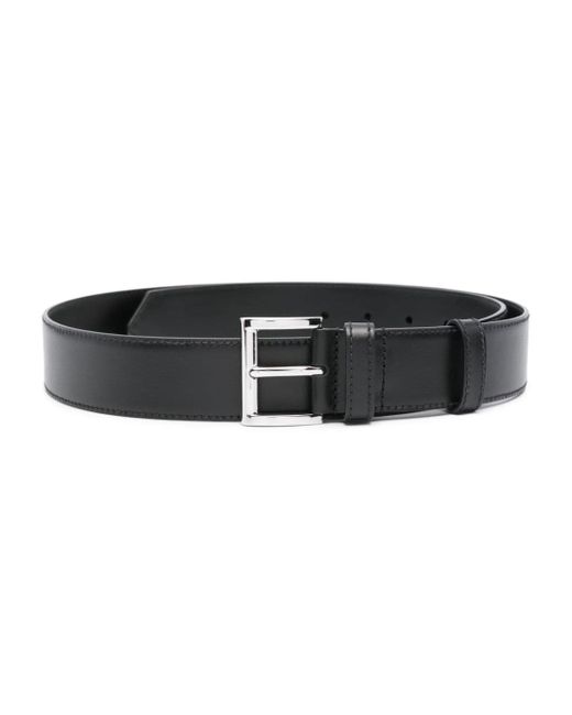 Prada Enamel-Triangle-Logo Belt Da Men Di Colore Nero