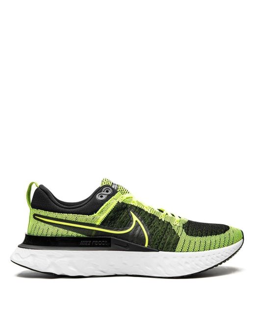 Nike Women's Black React Infinity Run Flyknit 2 Volt Sneakers