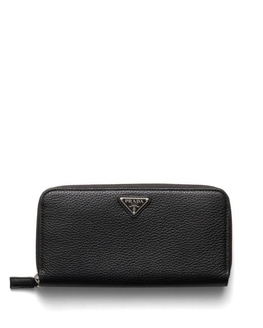 Prada Leather Wallet Da Men Di Colore Nero