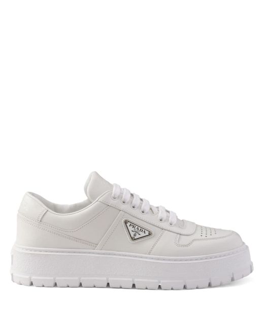 Prada Leather Sneakers Da Men Di Colore Bianco