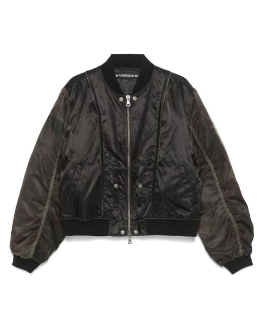 Andersson Bell Women's Black Mesh-Sleeve Bomber Jacket