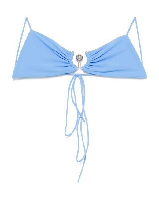 Christopher Esber Women's Blue Ruched Orbit Bikini Top