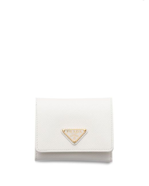 Prada Small Saffiano Wallet Da Women Di Colore Bianco