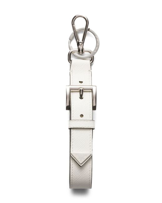 Prada Saffiano Keyring Da Men Di Colore Bianco