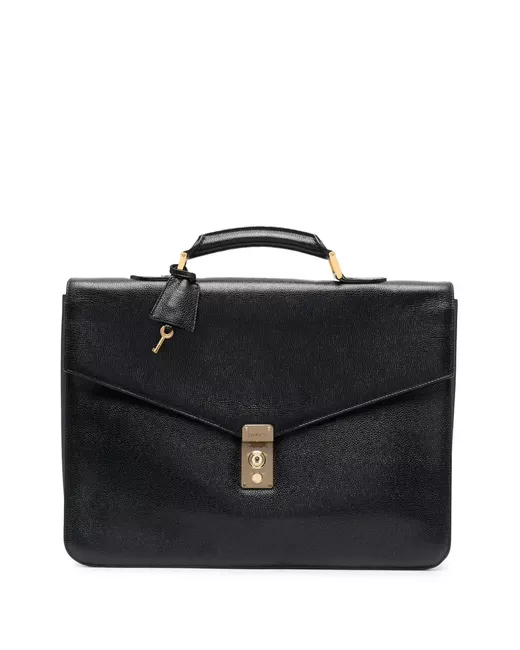 Chanel Pre-Owned 1990s Leather Top-Handle Briefcase Da Men Di Colore Nero