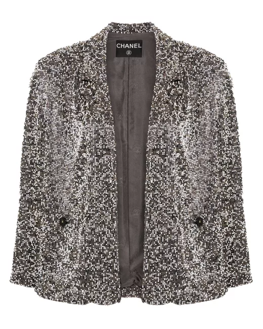 Chanel Pre-Owned Women's Gray 1999 Beaded Cc Button Jacket