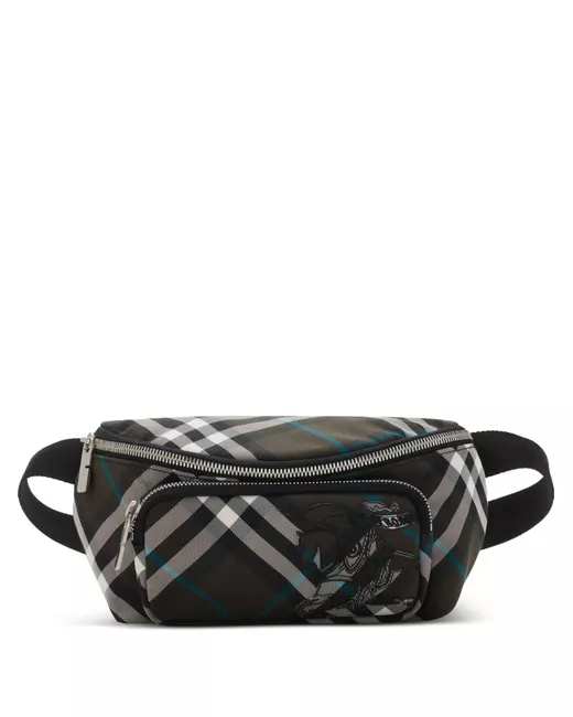 Burberry Small Check Pattern Belt Bag Da Men Di Colore Verde