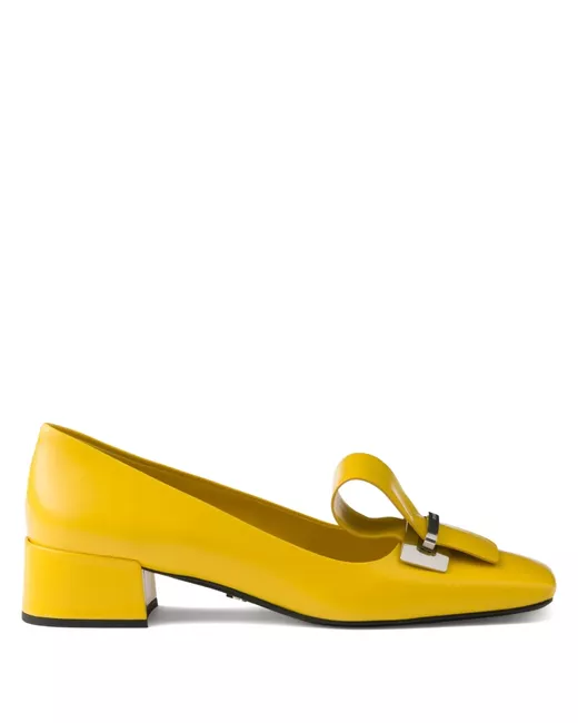 Prada 35mm Brushed-Leather Pumps Da Women Di Colore Giallo