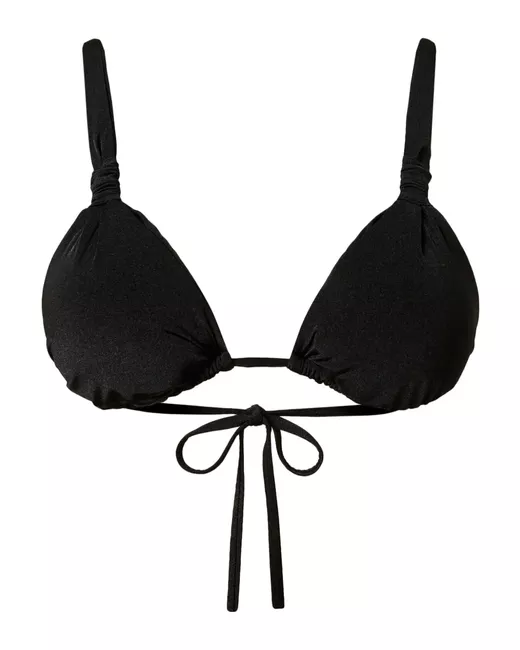 Twin-Set Women's Black Ruched Triangle Bikini Top