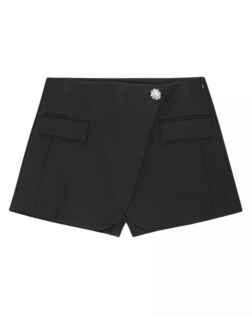 Ganni Women's Black Draped-Panel Shorts