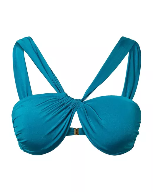 Twin-Set Women's Blue Ruched Bikini Top