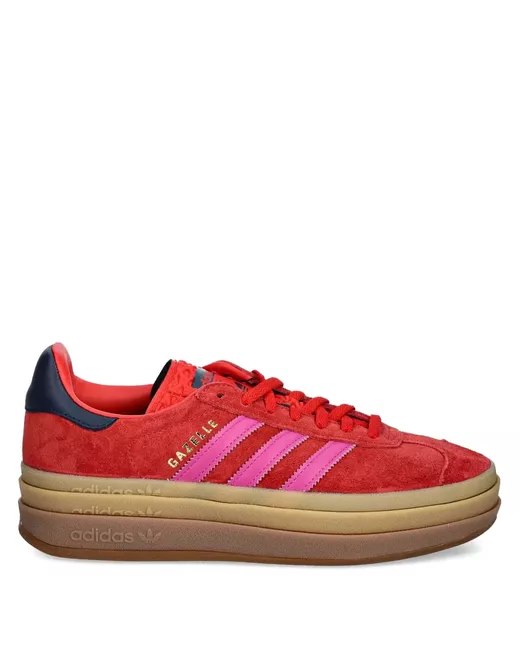 Adidas Women's Red Gazelle Bold Suede Platform Sneakers