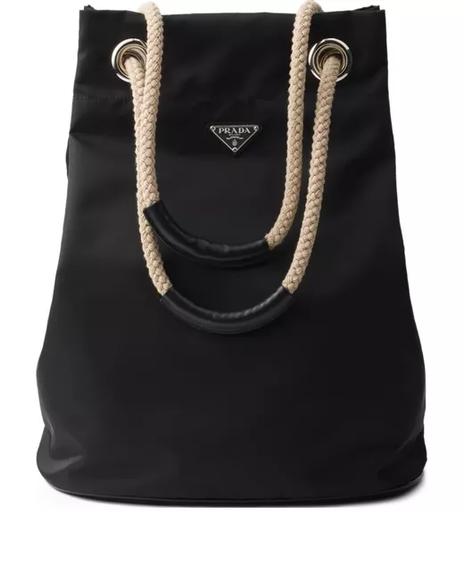 Prada Re-Nylon Drawstring Tote Bag Da Men Di Colore Nero