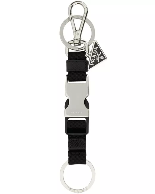 Prada Logo-Engraved Keyring Da Men Di Colore Nero